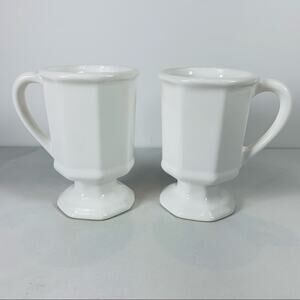 White Vintage Pedestal Cup Mug Octagonal Ironstone ?